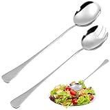 Salatbesteck Set Edelstahl 28 cm, 2 Stück Groß Servierlöffel Salatgabel, Salatlöffel Edelstahl...