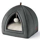 BEDSURE Katzenhöhle große Katzen Dunkelgrau - Faltbare Katzenbett mit waschbaren Kissen,...
