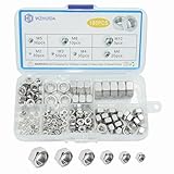 WZHUIDA 180 Stück Sechskantmuttern Sortiment Set, A2-70 Edelstahl Sechskant Schraubenmuttern, M2 M3...