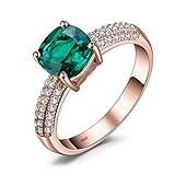 JewelryPalace Kissen Geschnitten 1.8ct Simulierter Grün Smaragd Ring Damen, Schmuck Set,...