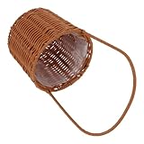 BESTYASH Handgewebter Faux rattan Blumenkorb mit Tragegriff Umweltfreundlicher Kleiner Runder...