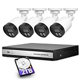 5MP 4 Kanal Überwachungskamera Aussen Set mit 2 TB Festplatte, IP66 Wetterfest, DVR mit 4 Pcs...