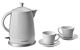 CONCEPT Hausgeräte RK-0040 Keramik Wasserkocher + 2 Tassen 1.5L 2200W, Weiß