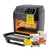 Rachs KOCHWERK Digitale Heißluftfritteuse 12 Liter mit XXL-Zubehörpaket | Ofen, Grill & Fritteuse...