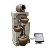 Teamson Home Garden & Outdoor Solarbetriebenes Wasserspiel mit Lichtern, kaskadierendem...