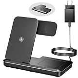 3 In 1 Ladestation für Apple Watch und iPhone, Faltbar 15W Schnelles Apple Ladestation Ladegerät...