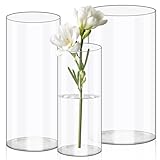 Olrla 3 Teiliges Set Transparente Acryl Blumenvase, Bruchsichere Kunststoff-Zylindervase für...