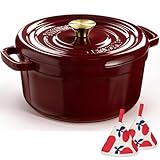 Overmont Bräter Emailliert Gusseisen Topf - Dutch Oven 26cm backofengeeignet mit Deckel und...