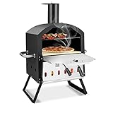 FANTASK Pizzaofen 2-lagigem mit Grillrost, Outdoor Pizza Ofen, Pizzastein & klappbaren Beinen,...