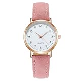 AOOSU Damenuhr Leder, Damen Analog Quarz Uhr mit Leder Armband, Uhren Damen Einfache Business...