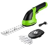 WORKPRO Gartenschere Akku 7,2V Grün, Handliche Grasschere Elektrisch mit 2 Messern 2.000mAh Akku...