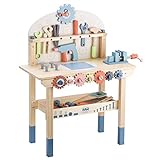 Werkzeugbank für Kinder Spielzeug Spielwerkbank Holz Werkzeugbank Werkstatt Werkbank mit Werkzeugen...