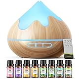 500ML Aroma Diffusor mit Top 8 Öle Geschenk Set, ätherisches Öl Diffuser mit Fernbedienung,...