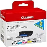 Canon PGI-550 / CLI-551 PGBK/C/M/Y/BK/GY Druckertinte - Multipack mit 6 Tinten für PIXMA...