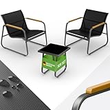 Blumtal Gartenmöbel Set 3er - Balkonmöbel Set für 2 Personen - 2 x Sessel + 1 x Tisch - Stahl...
