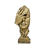 Moaobooh Skulptur Deko，Schweigen ist Gold Statue,Deko Figuren, Home Ornament Kreative Kunstharz...