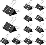 12 Stück Binder-Clips, 51 mm, große schwarze Metall-Foldback-Clips, große Bulldoggen-Clips,...