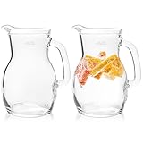KONZEPT Hochwertiger Wasserkrug Glas 2 Stk Set 500ml Glaskrug Perfekt für Wasser, Milch, Säfte...