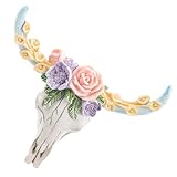 Angoily Stierschädel Wanddekoration aus Bruchfestem Kunstharz 3D Kuhkopf Wandkunst für Garten...