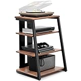 FITUEYES Design HiFi Rack aus Holz & Stahl, Plattenspieler Tisch mit verstellbaren Ablage, HiFi...