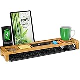 PIETVOSS Schreibtisch-Organizer aus Bambus-Holz - Desk Organizer für Tastatur, Tablet,...