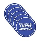 Haobase 5 Stück Bitte halten Sie 2m Abstand Schild Aufkleber - 12cm x 12cm - Selbstklebendes Vinyl