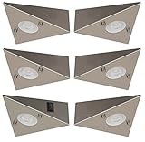 Trango - 6er Set 6739-62 LED Küchenunterbauleuchte - Aus Edelstahl-gebürstet - Inkl. 6x 4.8 Watt...