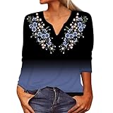 Tshirt Damen, Sommer Casual Shirt Einfarbig Kurzarm Tee Tops Oberteile V Ausschnitt Locker Solid...