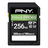 PNY 256GB EliteX-PRO60 Klasse 10 U3 V60 UHS-II SDXC Flash-Speicherkarte, EliteX-PRO 60,...