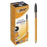 BIC Kugelschreiber Orange fine/ 20 Kulis in Schwarz – Strichstärke 0,35 mm - fein –...