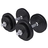GORILLA SPORTS® Kurzhantelset 20kg/30kg - 2er Set, Ø 30mm, 2x Kurzhantelstangen, mit 4...