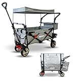 FROSAL Bollerwagen Leo Silbergrau Soft inkl. Regenverdeck Regenschutz Kinder faltbar Handwagen