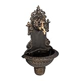 Relaxdays Wandbrunnen, Wasserspeier, Waschbecken & Wasserhahn, Gartenbrunnen HBT 61 x 35 x 18 cm,...