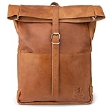 Berliner Bags Vintage Fahrradrucksack Paris aus Leder, Roll-top Kurrierrucksack für Damen und...