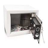 Relaxdays Mini Wandtresor mit Schlüssel, Stahl, Doppelbolzenverriegelung, robust, klein, HBT: 17 x...