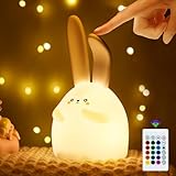 Nachtlicht Kinder Hase, 16 Farben Nachtlicht Dimmbar Nachttischlampe Touch mit Fernbedienung,...