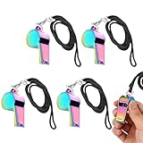 4 Stück Edelstahl Trillerpfeife Personalisiert,Bunt Schiedsrichter Pfeife,Kinder...