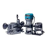 KATSU Electric Hand Holz Oberfräse Kantenfräse Set 220V 710W mit 3 Basen + 3 Spannzangen 6mm, 8mm...
