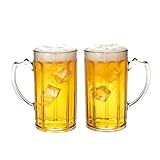HAOHEJIA 2er Set Biergläser 0.5 Liter/Plastik Bierkrug mit Henkel/Stabiler...