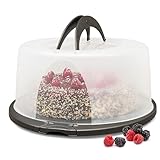 Hausfelder Kuchen Transportbox rund, Tortentransportbox mit Haube und Griff, Tortenglocke 33 cm...