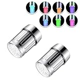 2 Stück Bunte LED Wasserhahn Aufsatz Mit Licht, Wasser Duschkopf für Kinder Hände Waschen,...