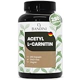 Bandini® Acetyl L-Carnitin 3000 mg pro Tagesportion | L-Carnitine als Acetyl Form 250 Kapseln für...