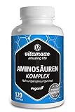 Aminosäuren Komplex hochdosiert & vegan, 120 Tabletten mit 8 essentiellen Aminosäuren EAA (u.a....