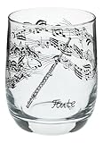 Musikboutique Glas mit Instrumenten und musikalischen Motiven, schwarzer Druck (Querflöte), 200 ml