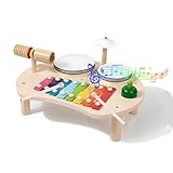 Kinder Trommel Set, 8-in-1Musikinstrumente Kinder Set Musik Kinderspielzeug Mit Xylophon, Montessori...