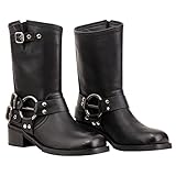 LUMUTA Stiefel Damen Schwarz Stiefeletten Damen Klassisch Wildleder Halbstiefel für Frauen Biker...