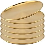 JOIKIT 6 Stück 25,4 cm goldene Edelstahlteller, runde Metall-Speiseteller, Küchengeschirr,...