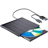 aelrsoch Externes Blu-ray Laufwerk DVD/BD Player Lesen/Schreiben Tragbares USB 3.0 und Typ-C DVD...