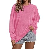 Qiqilyly Oversize Basic Sweatshirt Langarmshirts füR Damen Oversized Longsleeve Pullover Damen...