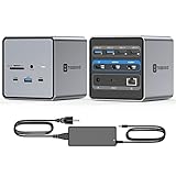 USB C Dual Monitor Dockingstation, 15 in 1 USB C Dockingstation mit 150W Stromversorgung,...